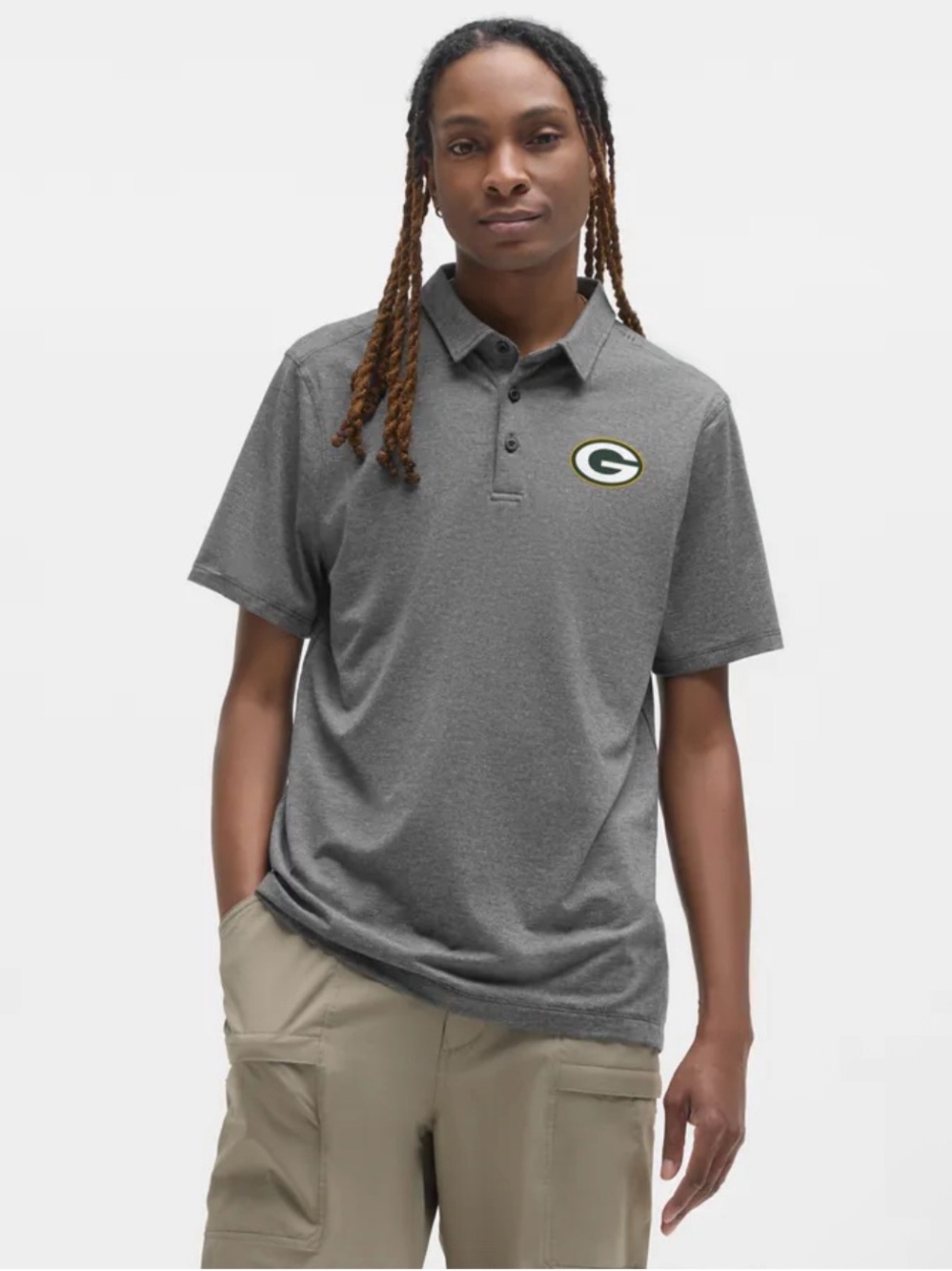 NWT Green Bay Packers Lululemon Evolution Polo - Heather Black